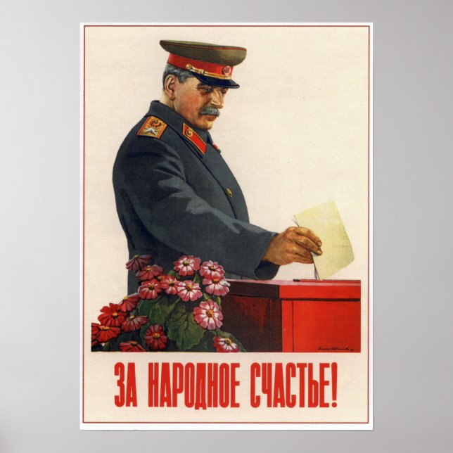 Poster URSS Propagande soviétique Staline 1950 (Devant)