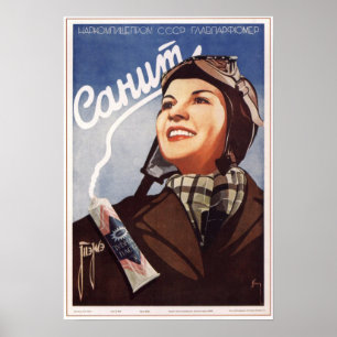 Poster URSS Saint-dentifrice soviétique Publicité 1938