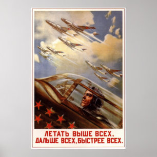 Poster URSS Soviet Aviation 1954
