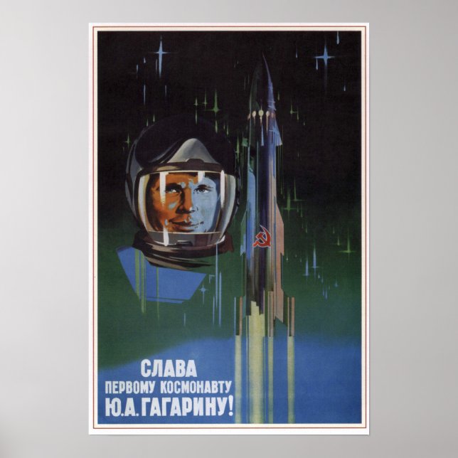 Poster URSS Soviet Aviation Y. A. Gagarin 1961 (Devant)