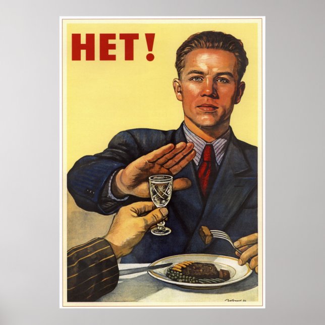 Poster URSS Union soviétique anti-alcool 1954 (Devant)