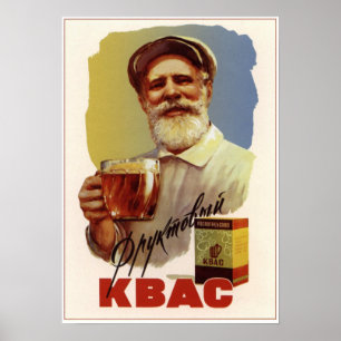 Poster URSS Union soviétique Fruit Kvass Publicité 1959