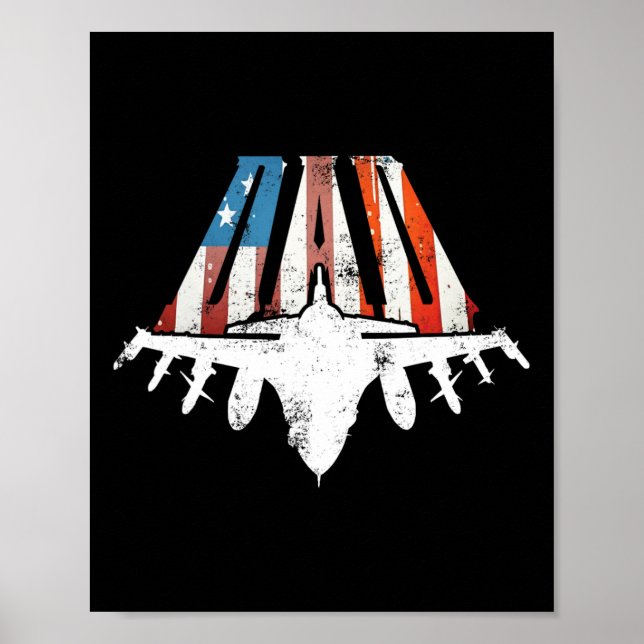 Poster US American Flag Air Fighter Jet Fête des pères 4t (Devant)