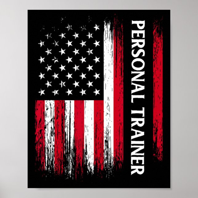 Poster Us American Flag Personal Trainer Fitness Instruct (Devant)