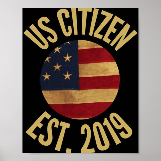 Poster Us Citizenship 2019 Gif American Flag Usa  (Devant)