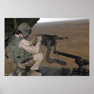 Poster US Marine test feu une mitrailleuse lourde M240