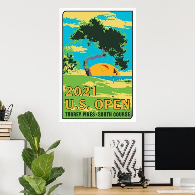 Poster US open 2021 torrey pines sud course cadeaux (Bureau à domicile)