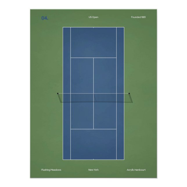 Poster US Open Tennis Court Illustration (Devant)