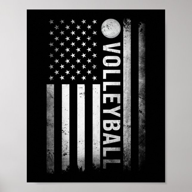 Poster US Volleball Practice USA Drapeau American Women M (Devant)