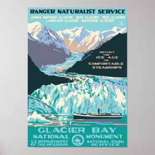 Poster " USA : 1925/aujourd'hui Alaska - GLACIER BAY Monu