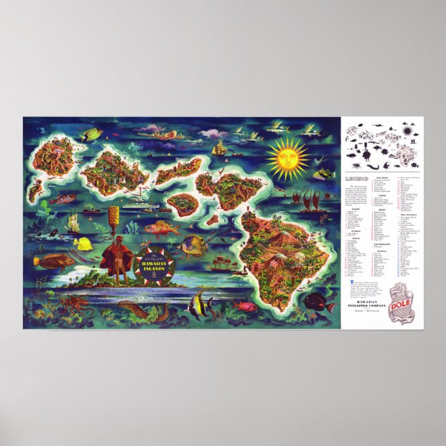 Poster " USA : 1950/heute Hawaii - Dole Vintage Reise ... (Devant)