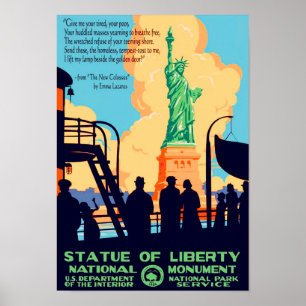 Poster " USA : 1950er/heute NYC - Freiheitsstatue Reise