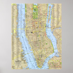 Poster " USA : 1964/heute NYC - Manhattan Reise Karte