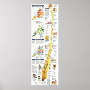 Poster " USA : 1990 Carte MANHATTAN de New York ...