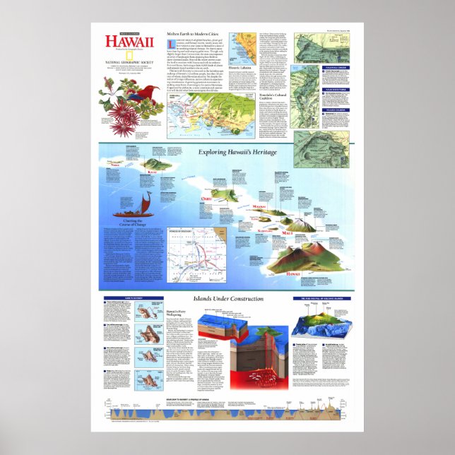 Poster " USA : 1995 Hawaii Redécouvrir Carte ... (Devant)