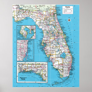 Poster " USA : 2015/heute Florida - Detaillierte Landkart
