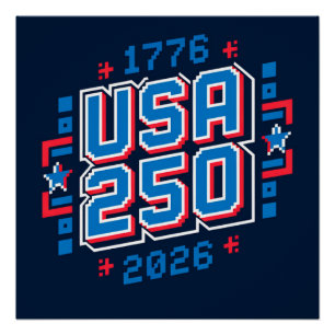 Poster USA 250 – 1776 à 2026 Pixel Art