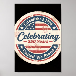 Poster USA 250 Badge Vintage 1776–2026 Patriotique
