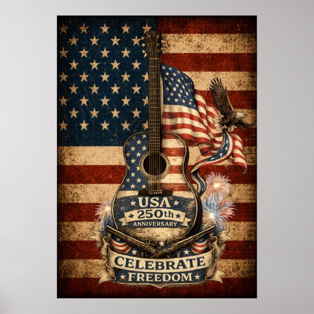 Poster USA America 250th Anniversary Vintage Patriotic (Devant)