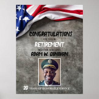 Poster USA American Flag Military Retirement Welcome