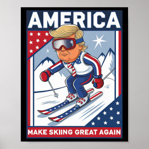 Poster Usa Apres Ski Rendre le ski grand Donald Trump