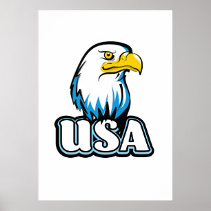 Poster USA Bald Eagle (édition limitée en bleu)