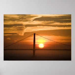 Poster USA. California. San Francisco. Sun setting