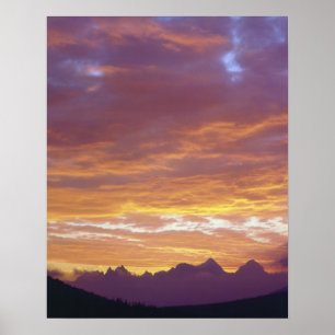 Poster USA, Californie, coucher de soleil sur la Sierra N