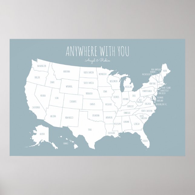 Poster USA Couples Carte de l'endroit où nous avons été e (Devant)