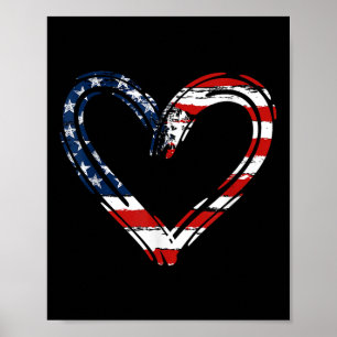 Poster Usa Drapeau Heart Mémorial des Forces armées patri