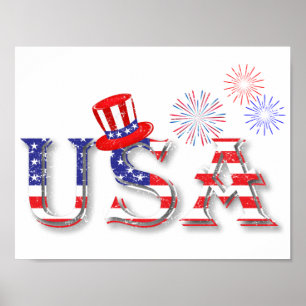 Poster USA en étoiles et en bandes
