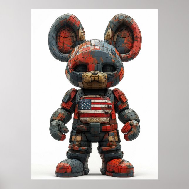 Poster USA Flag Mascot — Modern Patriotic Wall Art (Devant)