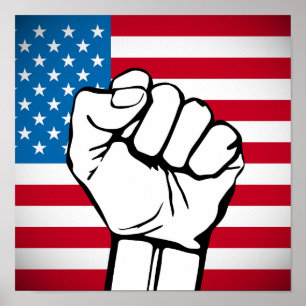 Poster USA Flag   Rising Fist