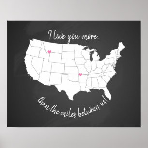 Poster USA Je t'aime plus que les kilomètres qui nous s