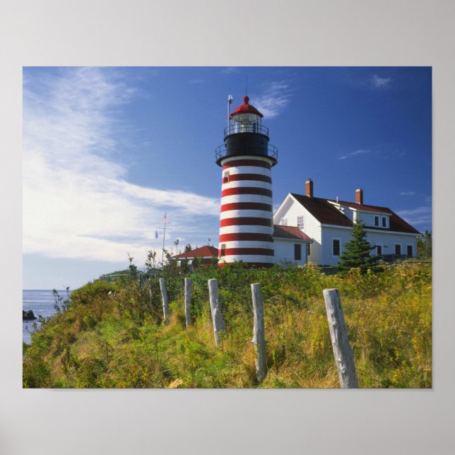 Poster USA, Maine, Lubec. Phare de West Quoddy Head (Devant)