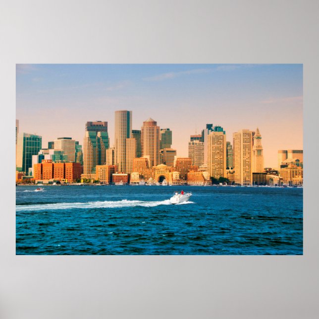 Poster USA, Massachusetts. Panorama sur le front de mer d (Devant)
