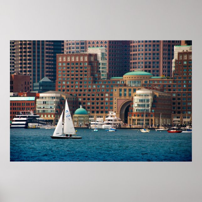 Poster USA, Massachusetts. Skyline Waterfront de Boston 2 (Devant)