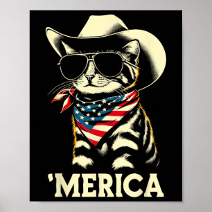 Poster Usa merica Chat 4 juillet Hommes Femmes Enfants Fu