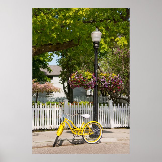 Poster USA, Michigan, île Mackinac. Vélo jaune (Devant)
