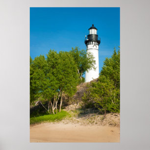 Poster USA, Michigan. Phare Au Sable Sur Le Lac