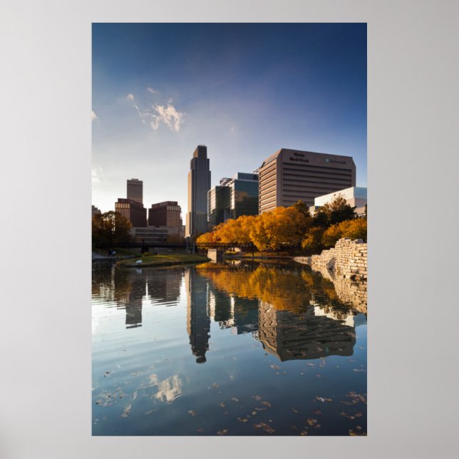 Poster USA, Nebraska, Omaha, Gene Leahy Mall, Skyline (Devant)