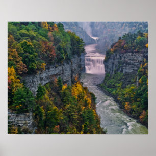 Poster USA, New York, Letchworth State Park. Rivière et