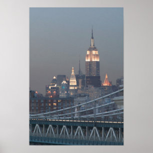 Poster USA, New York, vue sur le pont de Manhattan,