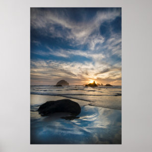 Poster USA, Oregon, Bandon Beach. Rock face