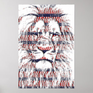 Poster USA Patriotic Lion étoiles et rayures Art Abstrait