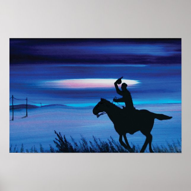 Poster USA Pony Express 🐎 Cowboy Rider Peinture (Devant)