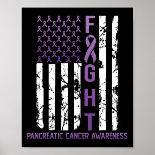 Poster USA Purple Drapeau Mois Novembre Cancer du Pancréa