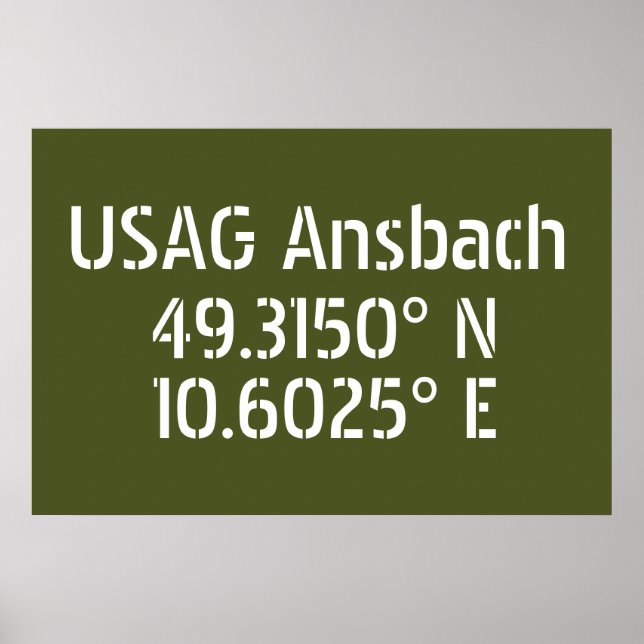 Poster USAG Ansbach Latitude Longitude (Devant)