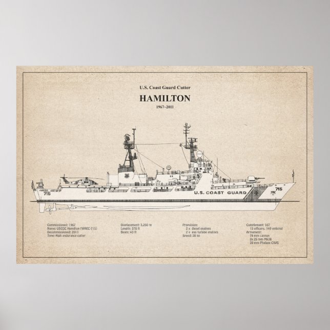 Poster USCG Cutter Hamilton whec-715 - SBD (Devant)