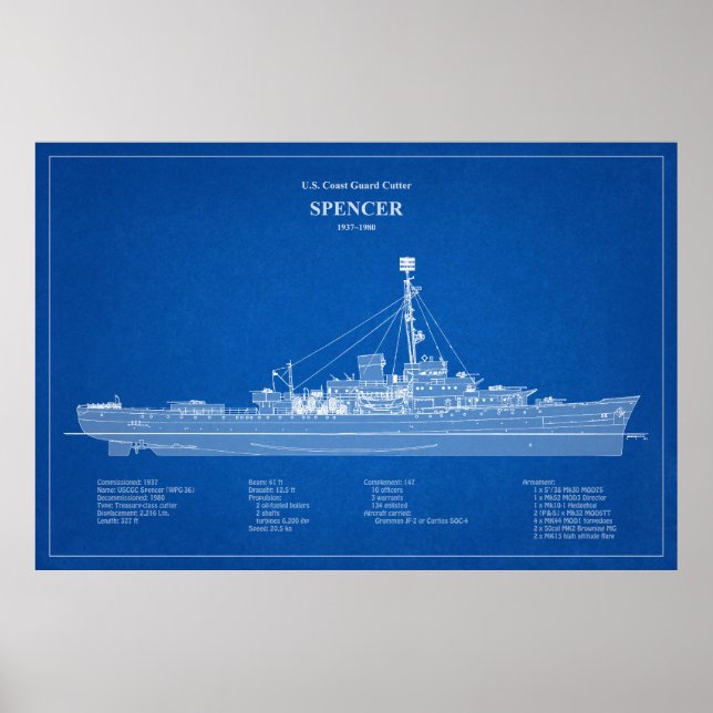 Poster USCG Cutter Spencer wpg-36 - ABD (Devant)